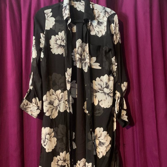 Dynamite Flower Chiffon Kimono - Picture 1 of 5